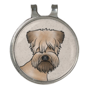 Soft-Coated Wheaten Terrier Dog Head On Beige Golf Hat Clip