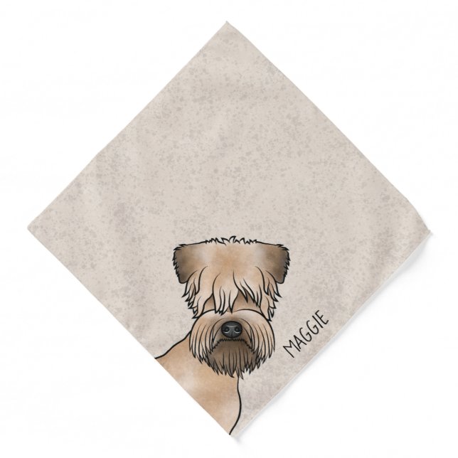 Soft-Coated Wheaten Terrier Dog Head With Pet Name Bandana (Front)