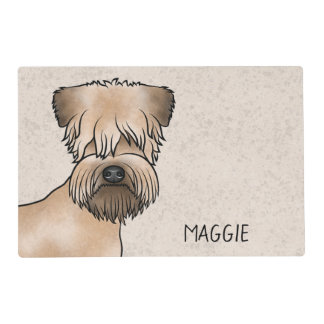 Soft-Coated Wheaten Terrier Dog Head With Pet Name Placemat