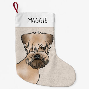 Soft-Coated Wheaten Terrier Dog Head With Pet Name Small Christmas Stocking