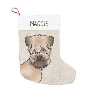 Soft-Coated Wheaten Terrier Dog Head With Pet Name Small Christmas Stocking