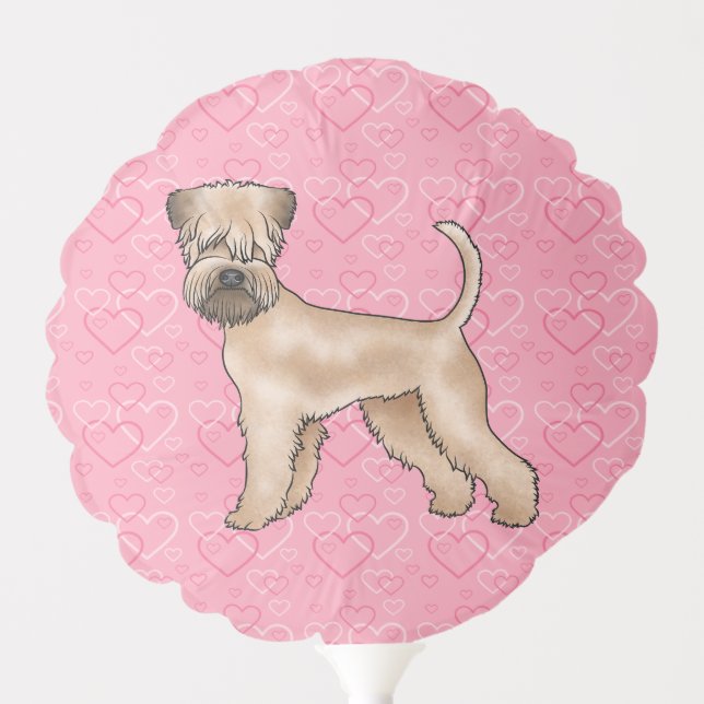 Soft-Coated Wheaten Terrier Dog Heart Pattern Pink Balloon (Front)