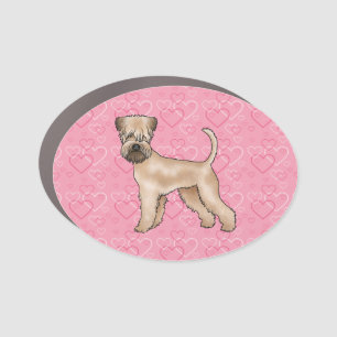 Soft-Coated Wheaten Terrier Dog Heart Pattern Pink Car Magnet