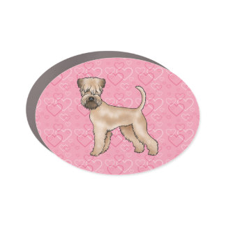 Soft-Coated Wheaten Terrier Dog Heart Pattern Pink Car Magnet
