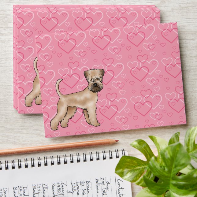 Soft-Coated Wheaten Terrier Dog Heart Pattern Pink Envelope (Stacked)