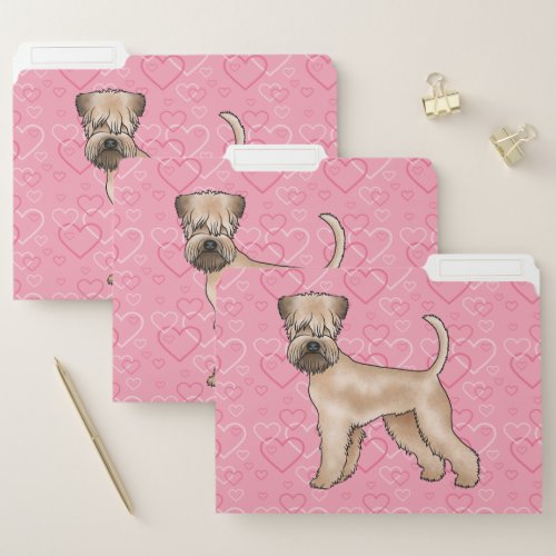 Soft_Coated Wheaten Terrier Dog Heart Pattern Pink File Folder