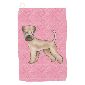 Soft-Coated Wheaten Terrier Dog Heart Pattern Pink Golf Towel