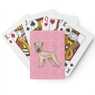 Soft-Coated Wheaten Terrier Dog Heart Pattern Pink Poker Cards