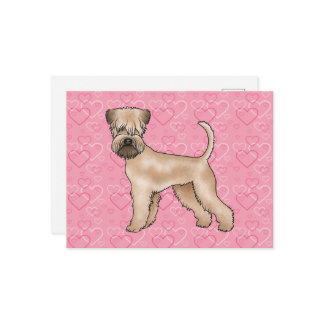 Soft-Coated Wheaten Terrier Dog Heart Pattern Pink Postcard