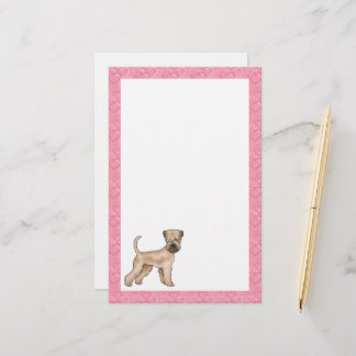 Soft-Coated Wheaten Terrier Dog Heart Pattern Pink Stationery