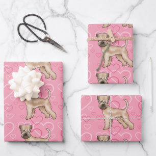 Soft-Coated Wheaten Terrier Dog Heart Pattern Pink Wrapping Paper Sheets