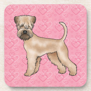 Soft-Coated Wheaten Terrier Dog Love Heart Pattern Beverage Coaster