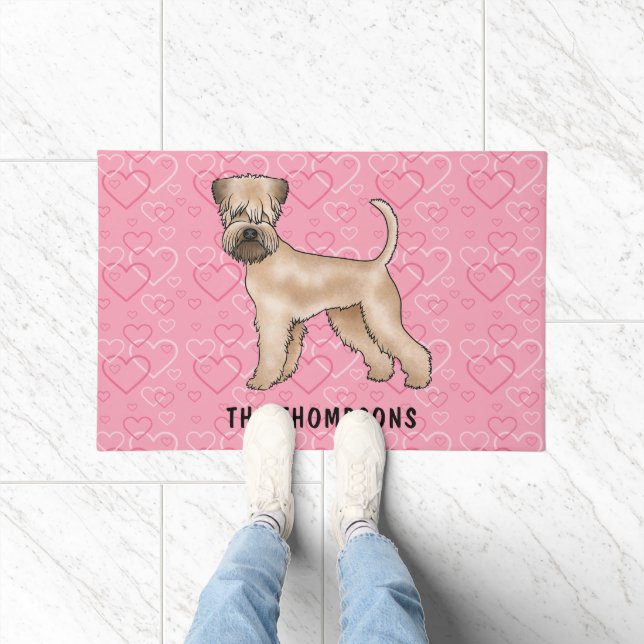 Soft-Coated Wheaten Terrier Dog Love Heart Pattern Doormat (Indoor)