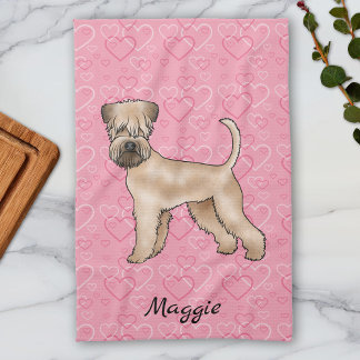 Soft-Coated Wheaten Terrier Dog Love Heart Pattern Kitchen Towel