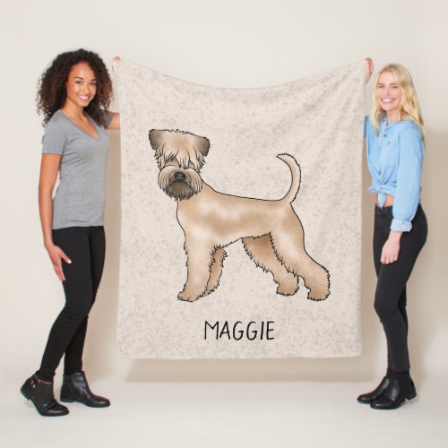 Soft_Coated Wheaten Terrier Dog On Beige With Name Fleece Blanket