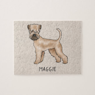 Soft-Coated Wheaten Terrier Dog On Beige With Name Jigsaw Puzzle