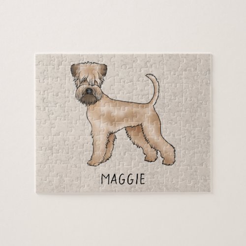 Soft_Coated Wheaten Terrier Dog On Beige With Name Jigsaw Puzzle