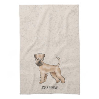 Soft-Coated Wheaten Terrier Dog On Beige With Name Kitchen Towel