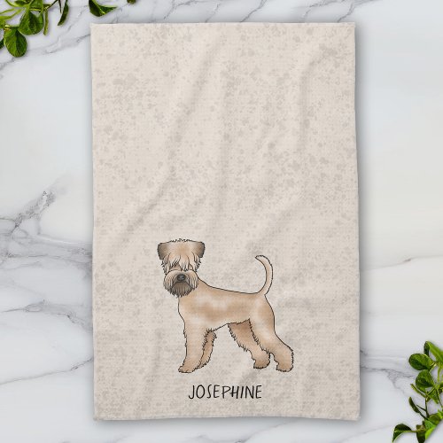 Soft_Coated Wheaten Terrier Dog On Beige With Name Kitchen Towel