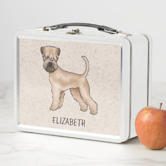 Soft-Coated Wheaten Terrier Dog On Beige With Name Metal Lunch Box
