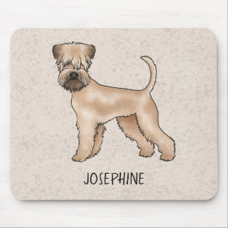 Soft-Coated Wheaten Terrier Dog On Beige With Name Mouse Pad