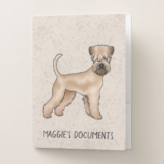 Soft-Coated Wheaten Terrier Dog On Beige With Name Pocket Folder