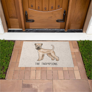 Soft-Coated Wheaten Terrier Dog On Beige With Text Doormat
