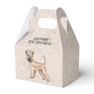 Soft-Coated Wheaten Terrier Dog On Beige With Text Favor Boxes