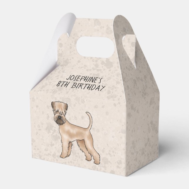 Soft-Coated Wheaten Terrier Dog On Beige With Text Favor Boxes (Front Side)