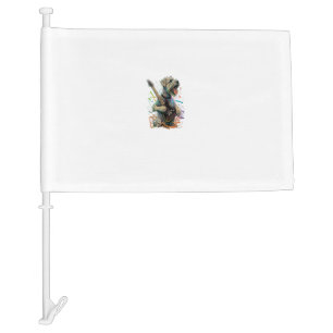 Soft-Coated Wheaten Terrier dog Playing Electric G Car Flag