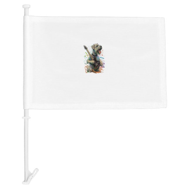 Soft-Coated Wheaten Terrier dog Playing Electric G Car Flag (Front)