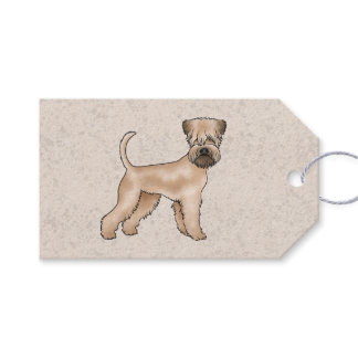 Soft-Coated Wheaten Terrier Dog Standing On Beige Gift Tags