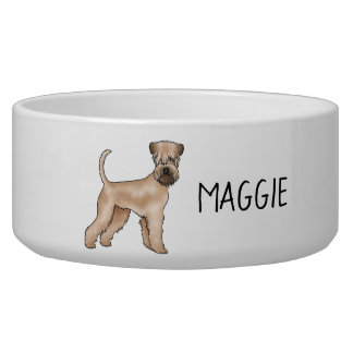 Soft-Coated Wheaten Terrier Dog With Custom Name Bowl