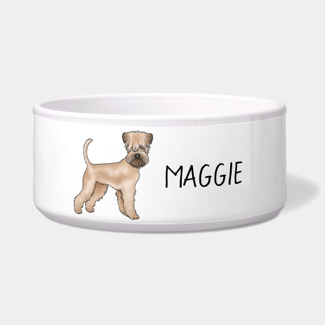 Soft-Coated Wheaten Terrier Dog With Custom Name Bowl (Front)
