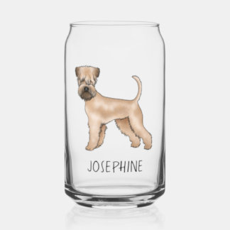 Soft-Coated Wheaten Terrier Dog With Custom Name Can Glass