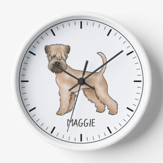 Soft-Coated Wheaten Terrier Dog With Custom Name Clock