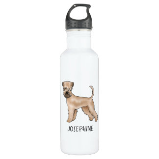 Soft-Coated Wheaten Terrier Dog With Custom Name Stainless Steel Water Bottle