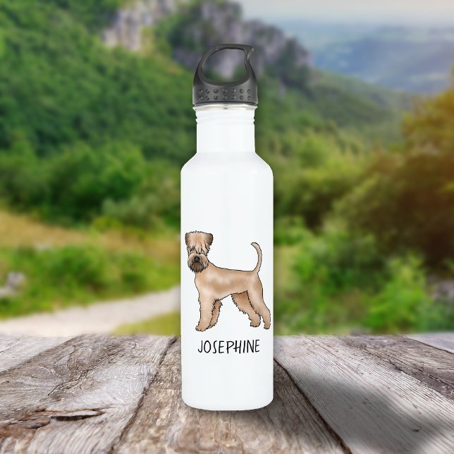 Soft-Coated Wheaten Terrier Dog With Custom Name Stainless Steel Water Bottle (Creator Uploaded)