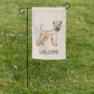 Soft-Coated Wheaten Terrier Dog With Custom Text Garden Flag
