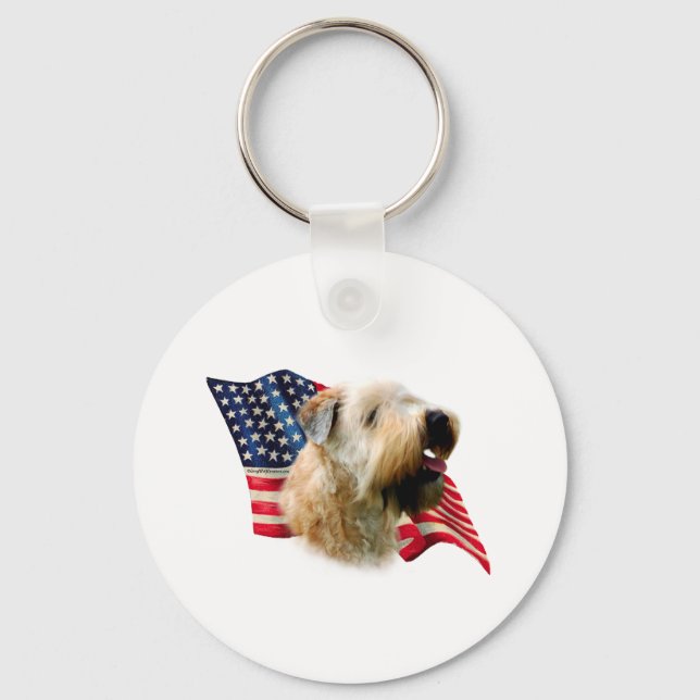 Soft Coated Wheaten Terrier Flag Keychain (Front)