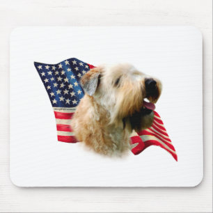 Soft Coated Wheaten Terrier Flag Mouse Pad
