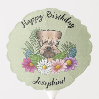 Soft-Coated Wheaten Terrier Floral Happy Birthday Balloon