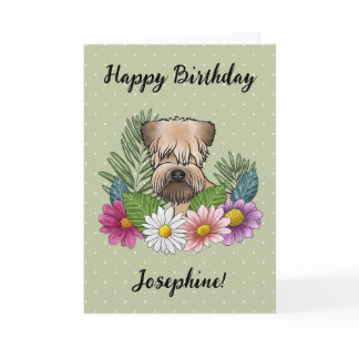 Soft-Coated Wheaten Terrier Floral Happy Birthday Card