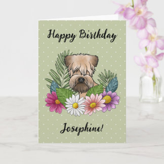 Soft-Coated Wheaten Terrier Floral Happy Birthday Card