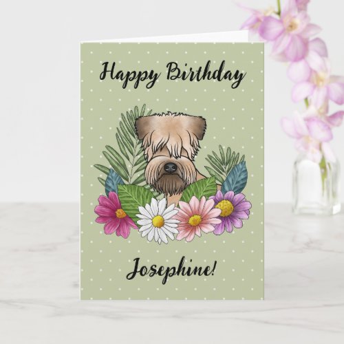 Soft_Coated Wheaten Terrier Floral Happy Birthday Card