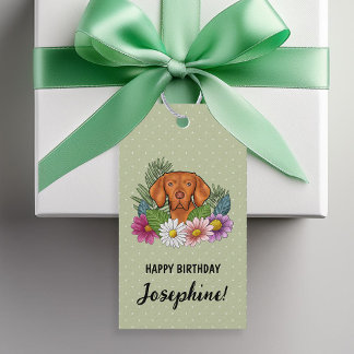 Soft-Coated Wheaten Terrier Flowers Birthday Green Gift Tags