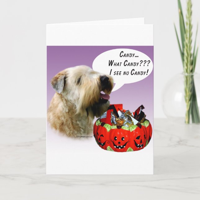 Soft Coated Wheaten Terrier Halloween Candy Card (Front)