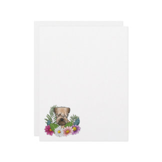 Soft-Coated Wheaten Terrier Head Colorful Flowers Letterhead