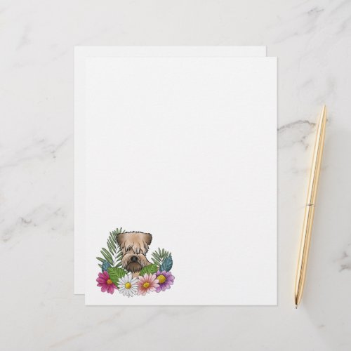 Soft_Coated Wheaten Terrier Head Colorful Flowers Letterhead