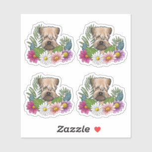 Soft-Coated Wheaten Terrier Head Colorful Flowers Sticker